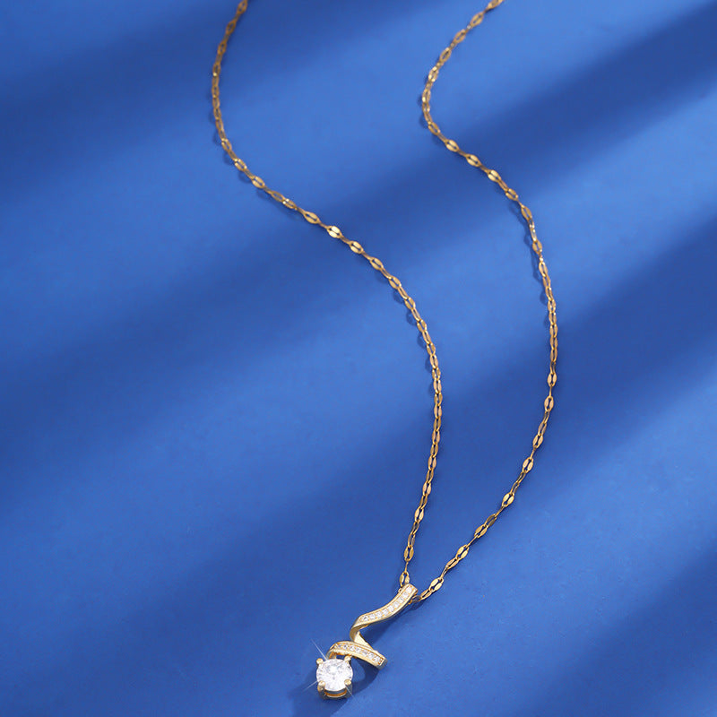 Light Luxury New Geometric Spiral Full Diamond Necklace