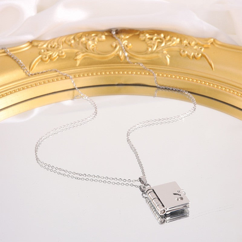Titanium Steel Letter Necklace With Openable Pendant