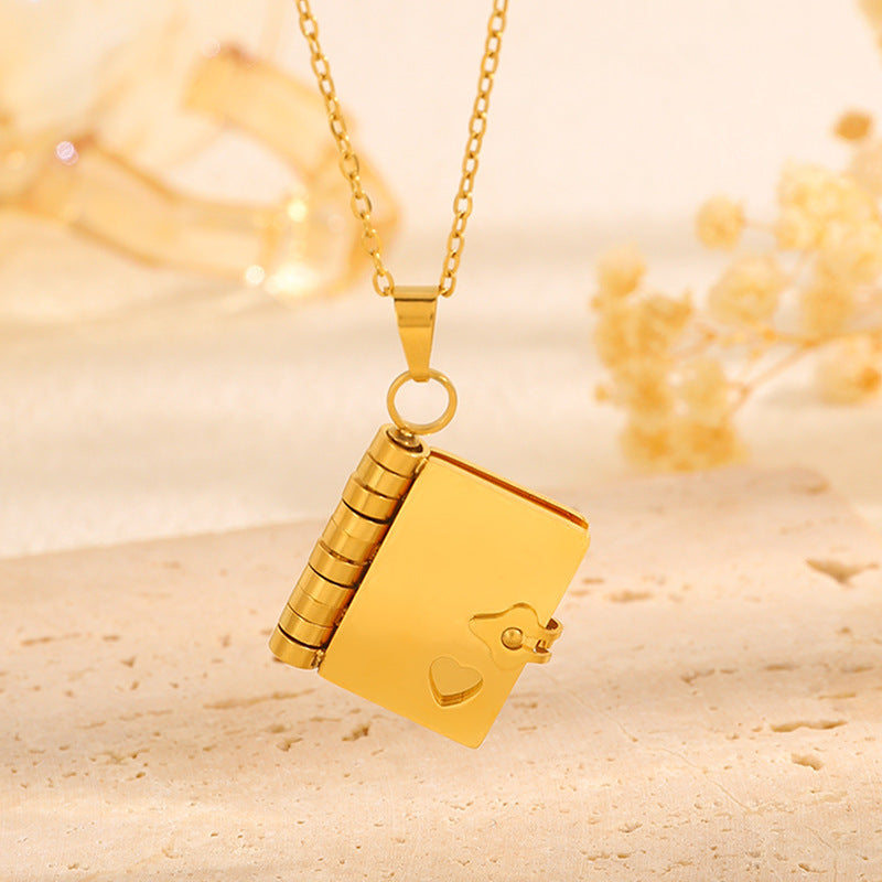 Titanium Steel Letter Necklace With Openable Pendant