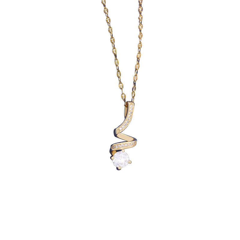 Light Luxury New Geometric Spiral Full Diamond Necklace