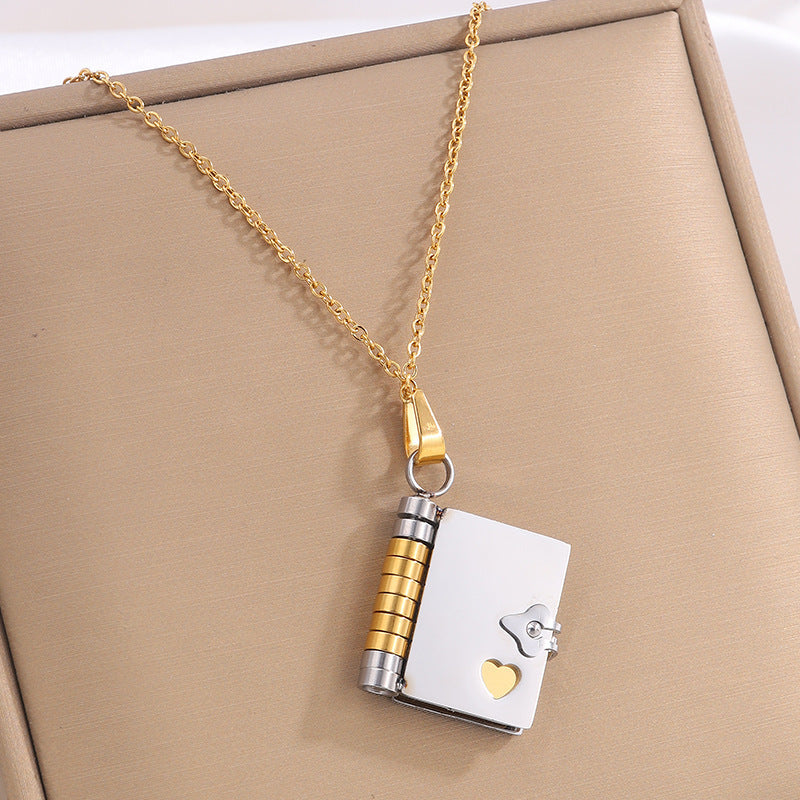 Titanium Steel Letter Necklace With Openable Pendant