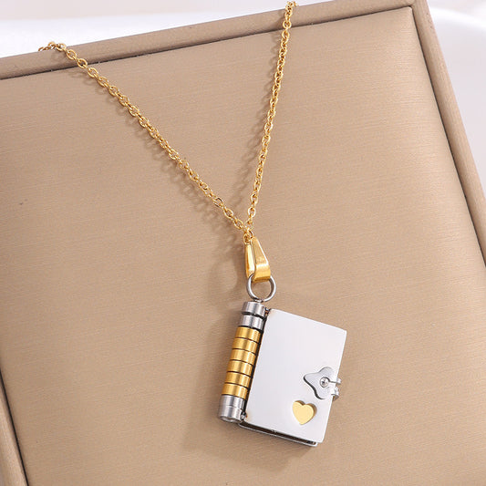 Titanium Steel Letter Necklace With Openable Pendant