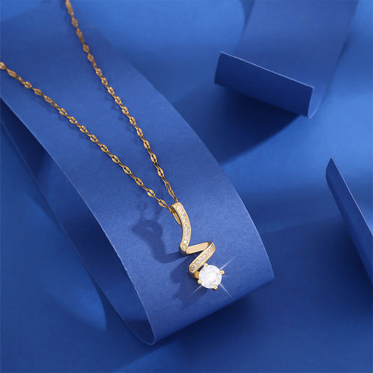 Light Luxury New Geometric Spiral Full Diamond Necklace